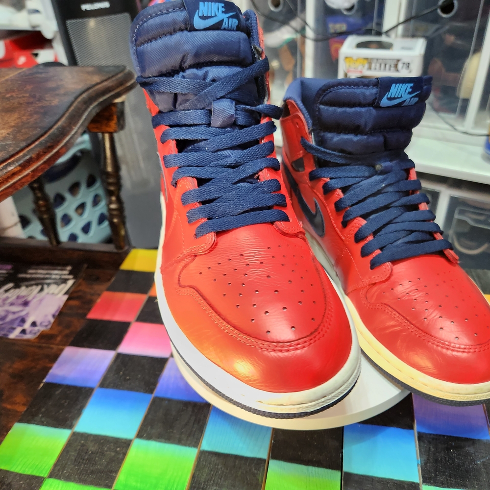 Nike Men's Red and Blue High-Top Sneakers - Picture 4 of 9